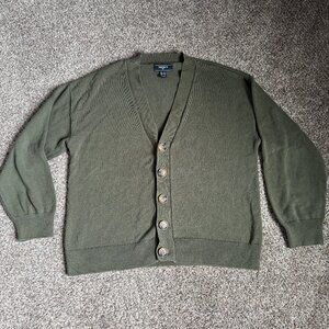 Men's Forever 21 V-Neck Relaxed Fit Cardigan, Size XL, Olive Green